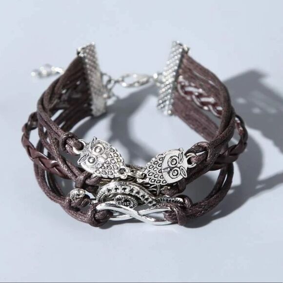 Owl Tree of Life Treble Clef Braided Bracelet - Picture 2 of 5